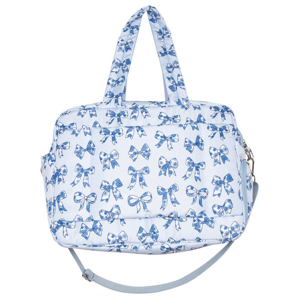 Light Blue Toile Coquette Bows Easter Weekender: Light Blue