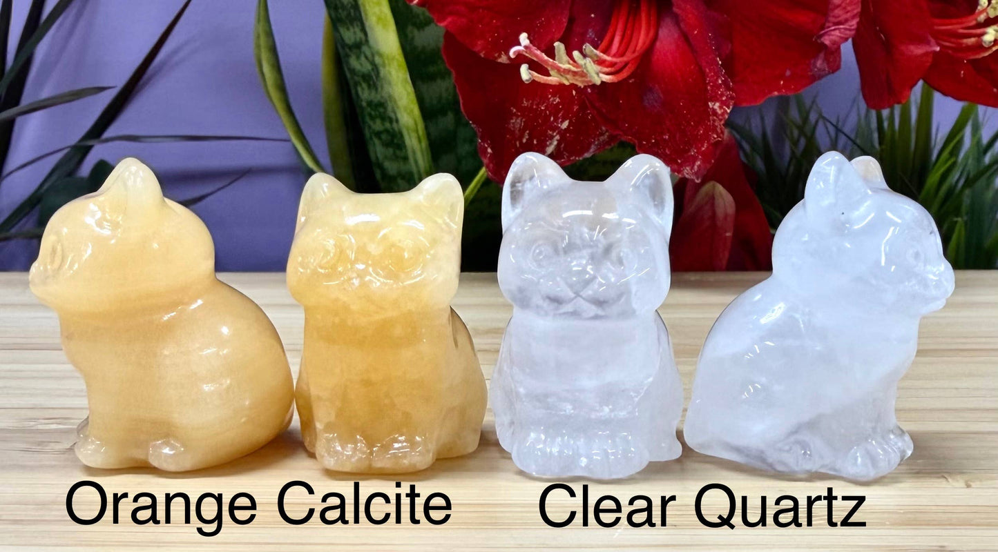 1.5” Natural Crystal Cat Healing Energy