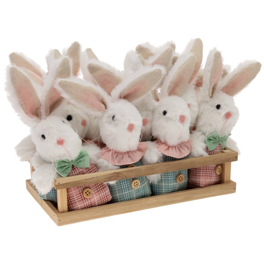 Crate Of Plaid Bunny Ornaments set of 12 Easter