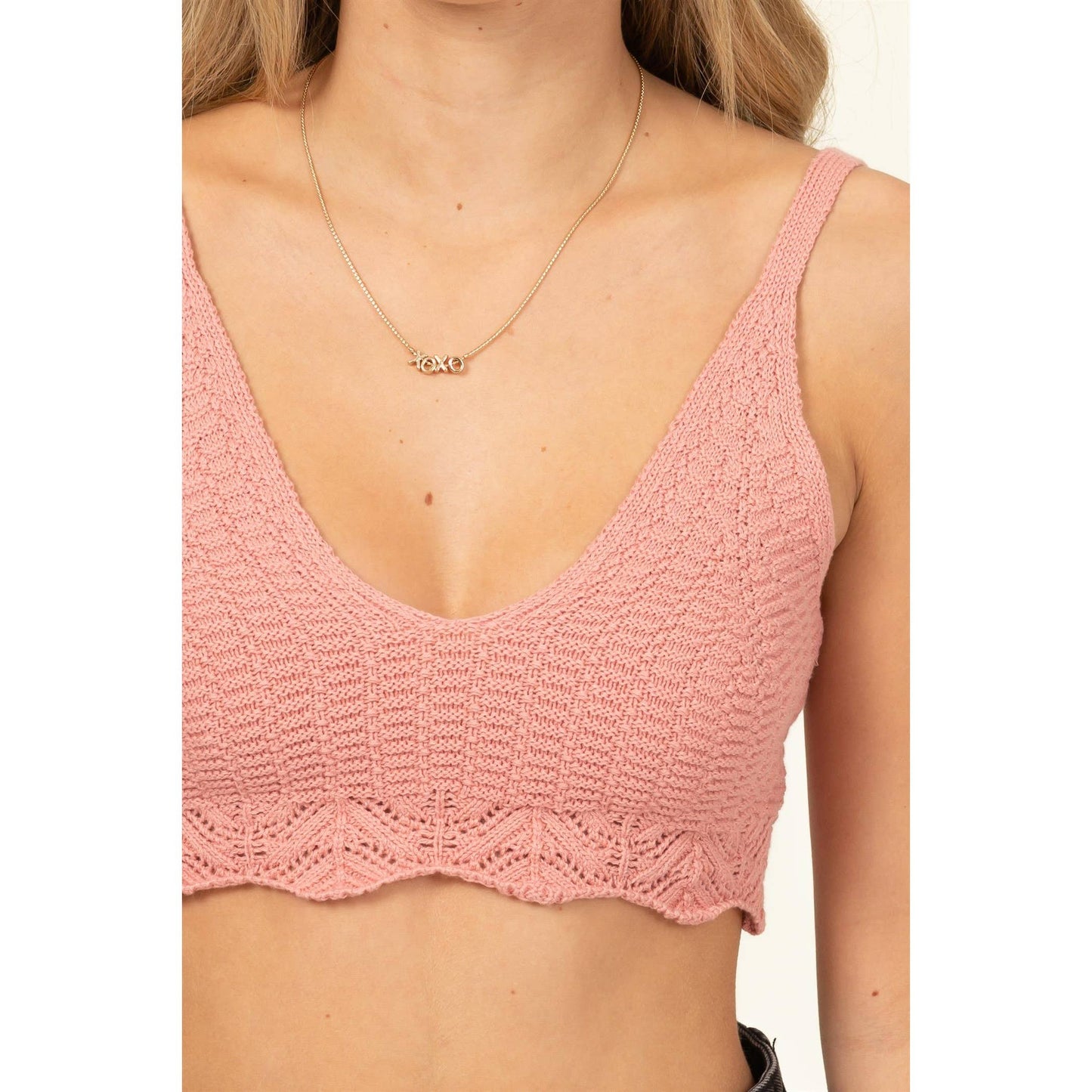 Crochet Knit Bralette: PASTEL PINK\