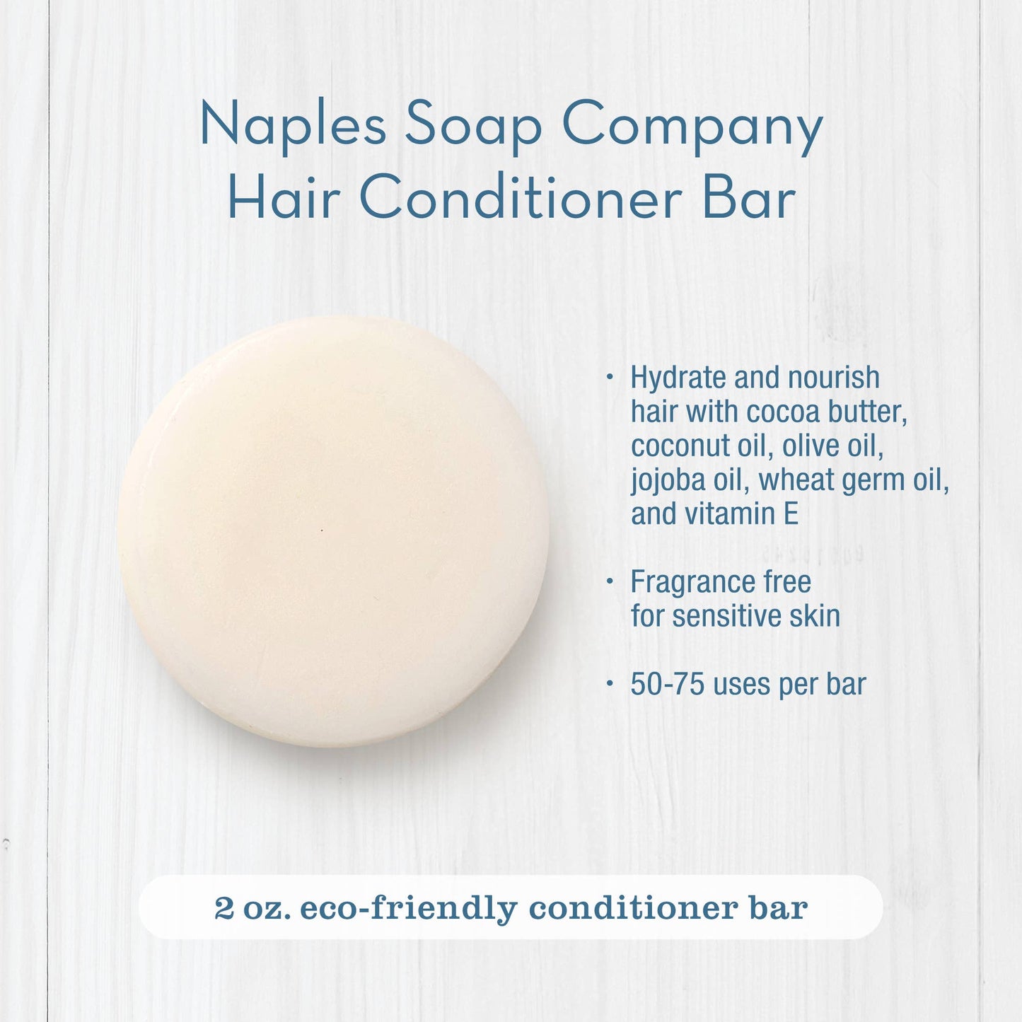 Unscented Solid Conditioner Bar – Fragrance Free & Gentle