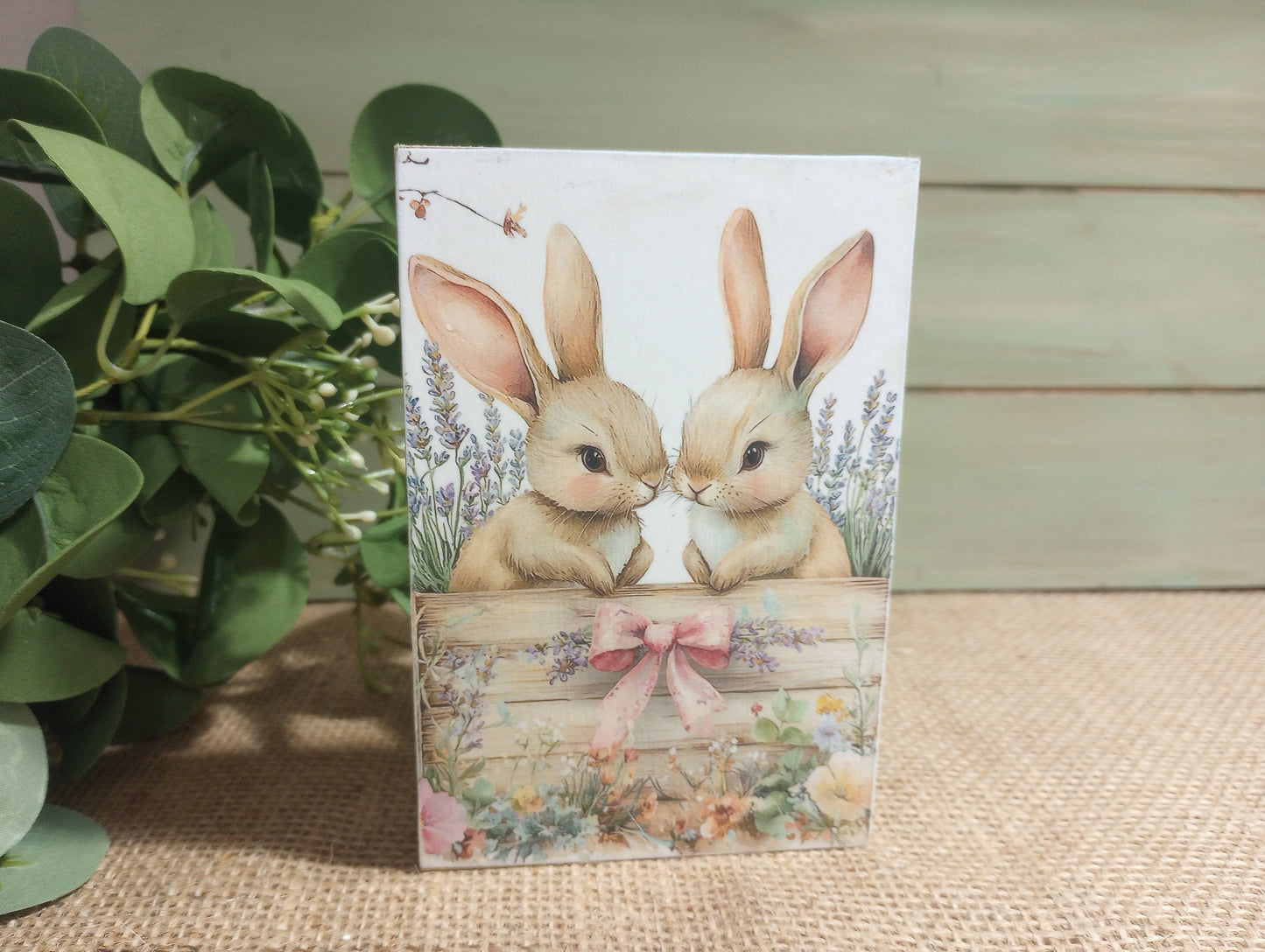 Easter Wood Block Sign - Small - Pink Bow Crate