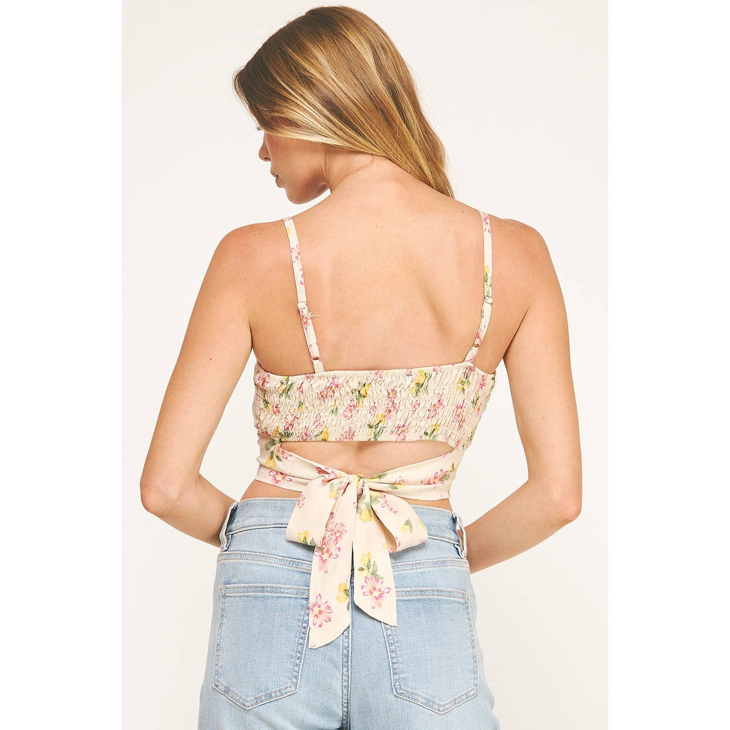 BLOOMING PINK TIE BACK CROPPED TOP: CRPKY / L