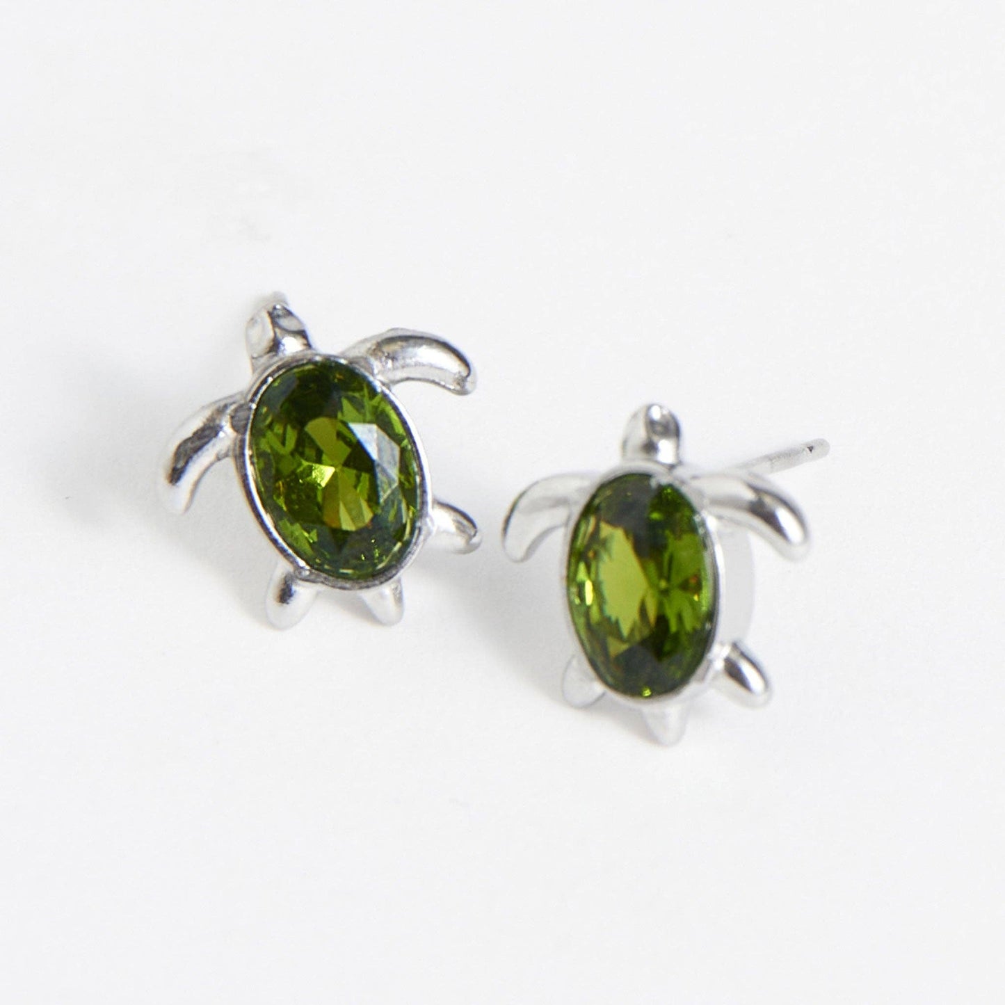 Waterproof Earring Narelle Turtle Studs Green Cubic Zirconia: Gold