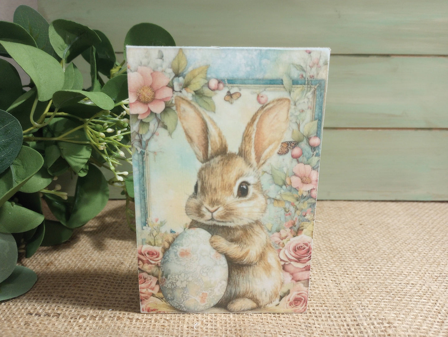 Easter Wood Block Sign - Small - Bunny with Egg A