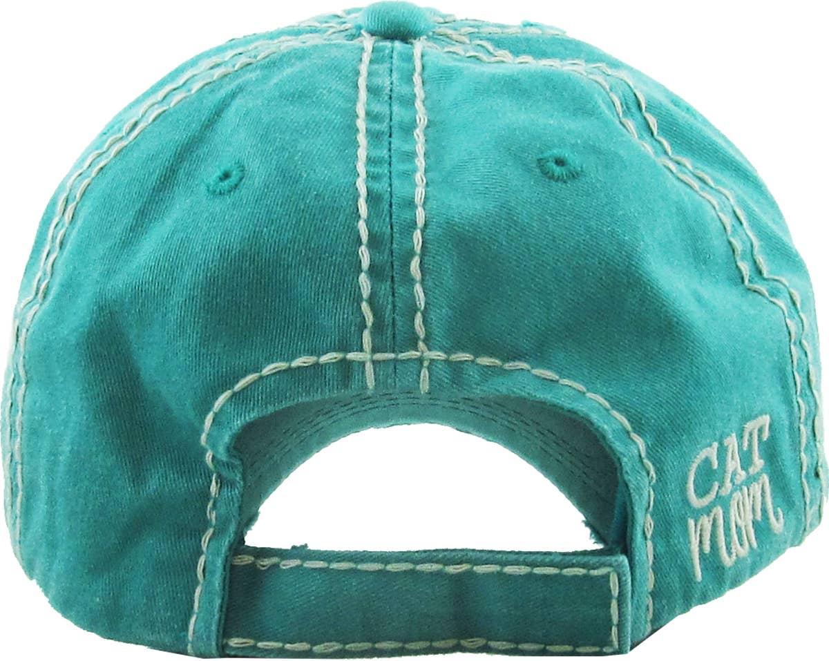CAT MOM Washed Vintage Ball Cap: HPK