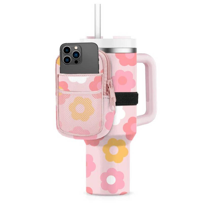 Groovy Flowers Groovy Flowers Tumbler Cup with HandleTumbler ZIPPER POUCH: Light Pink