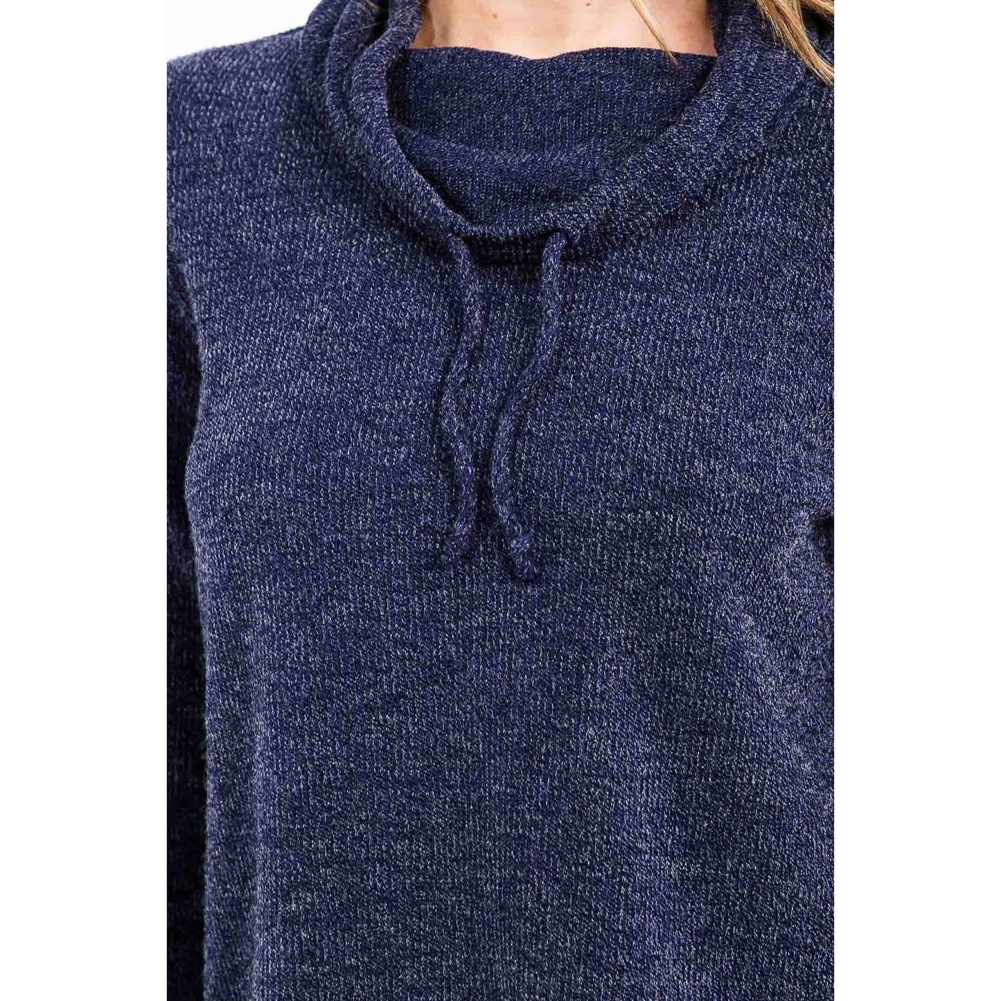 COWL COLLAR DRAWCORD HOODIE: NAVY / S-M-L-XL(1-1-2-2)