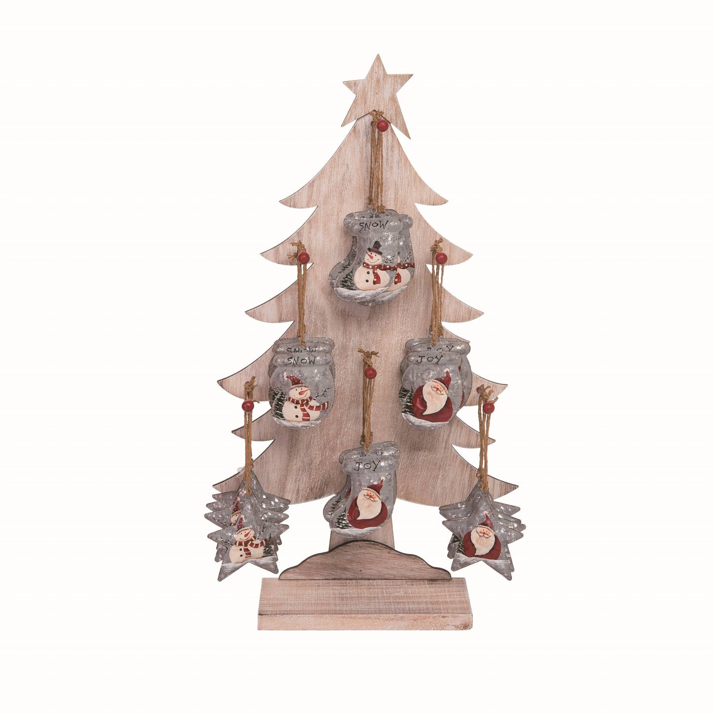 CLOSEOUT Metal Christmas Orns w/Tree Display S/24 Christmas