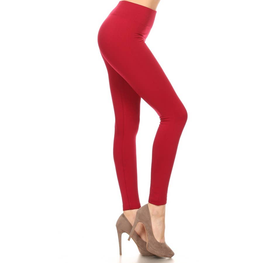 High Waist Fleece Lined Leggings with Elastic Band: Black / ONE