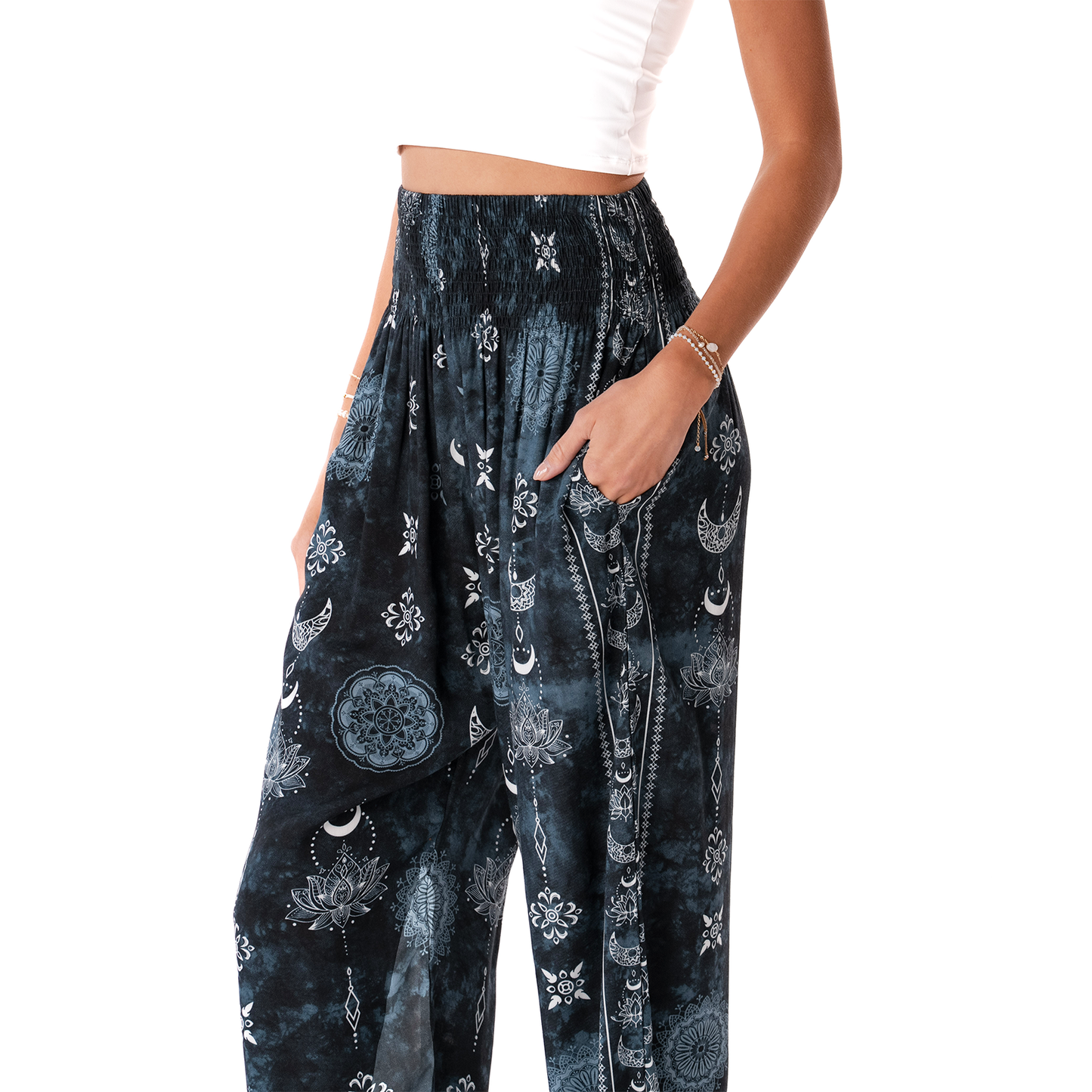 Twilight Lotus Harem Pants with Pockets: XL