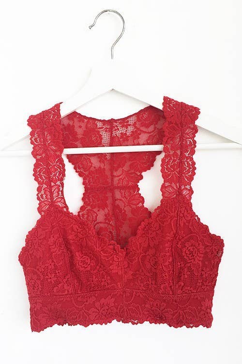 Lace Racerback Bralette: OFF WHITE