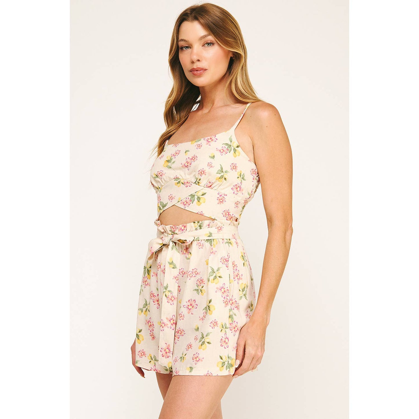 BLOOMING PINK TIE BACK CROPPED TOP: CRPKY / M