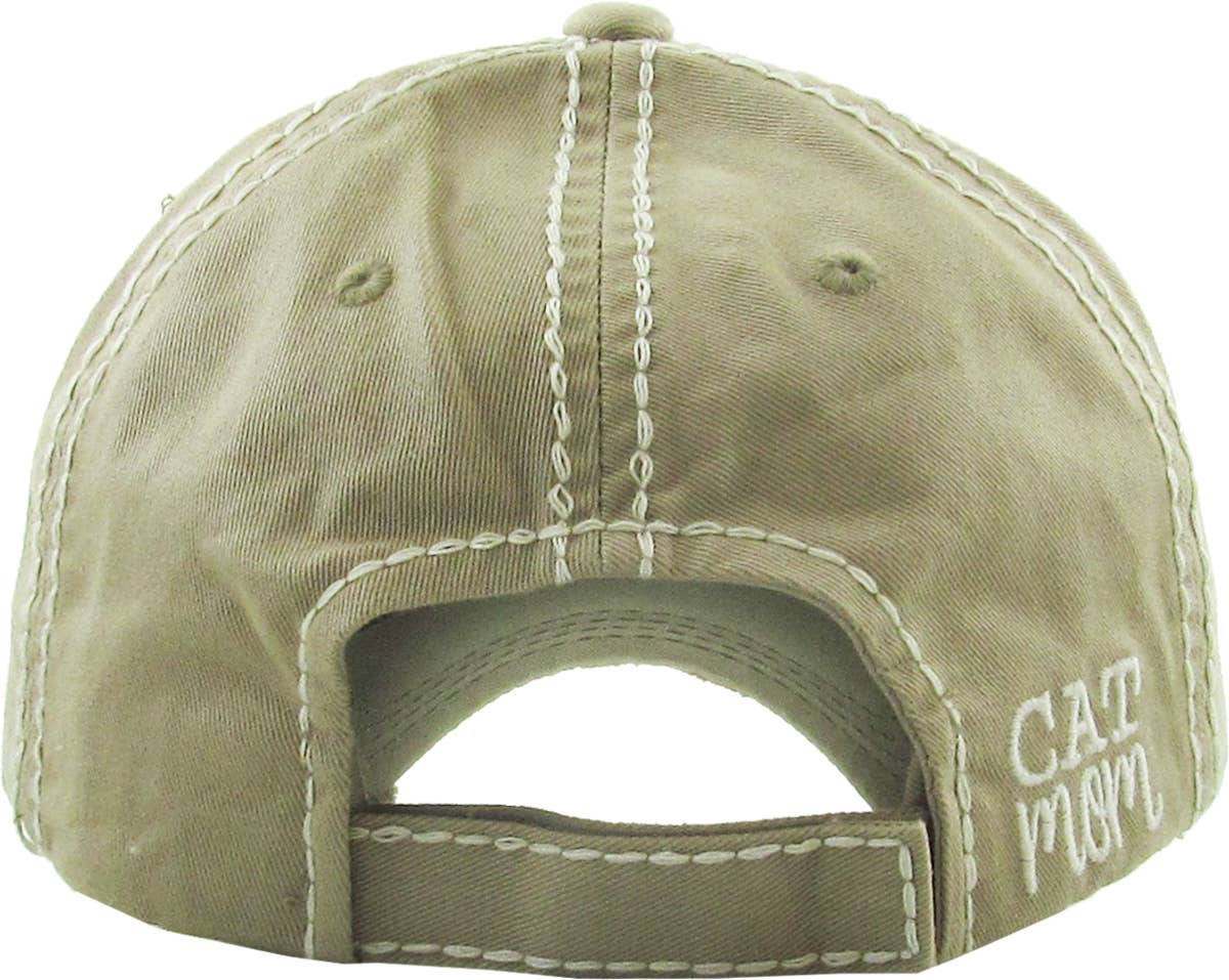 CAT MOM Washed Vintage Ball Cap: HPK