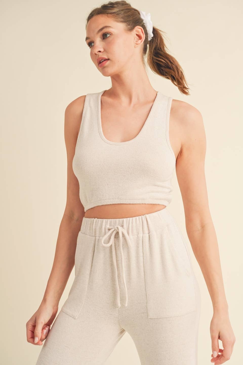 Soft Brushed Hacci Lounge Tank and Pants Set: Mint / M