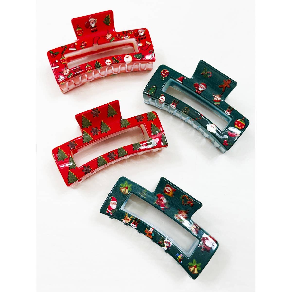 Christmas Design Cut Out Rectangle Hair Claw Clip: MIX COLOR / ONE(12)