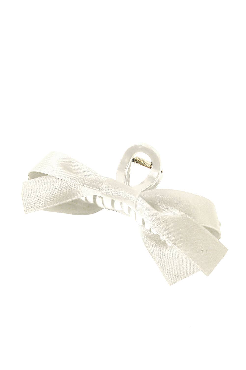 Black Bow Decor Large Hair Claw Clip: Light French Beige / Plastic / ONE SIZE