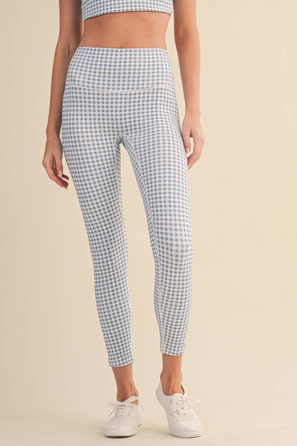 Gingham Print Aligned Performance High-Rise Leggings: Pink Gingham / S