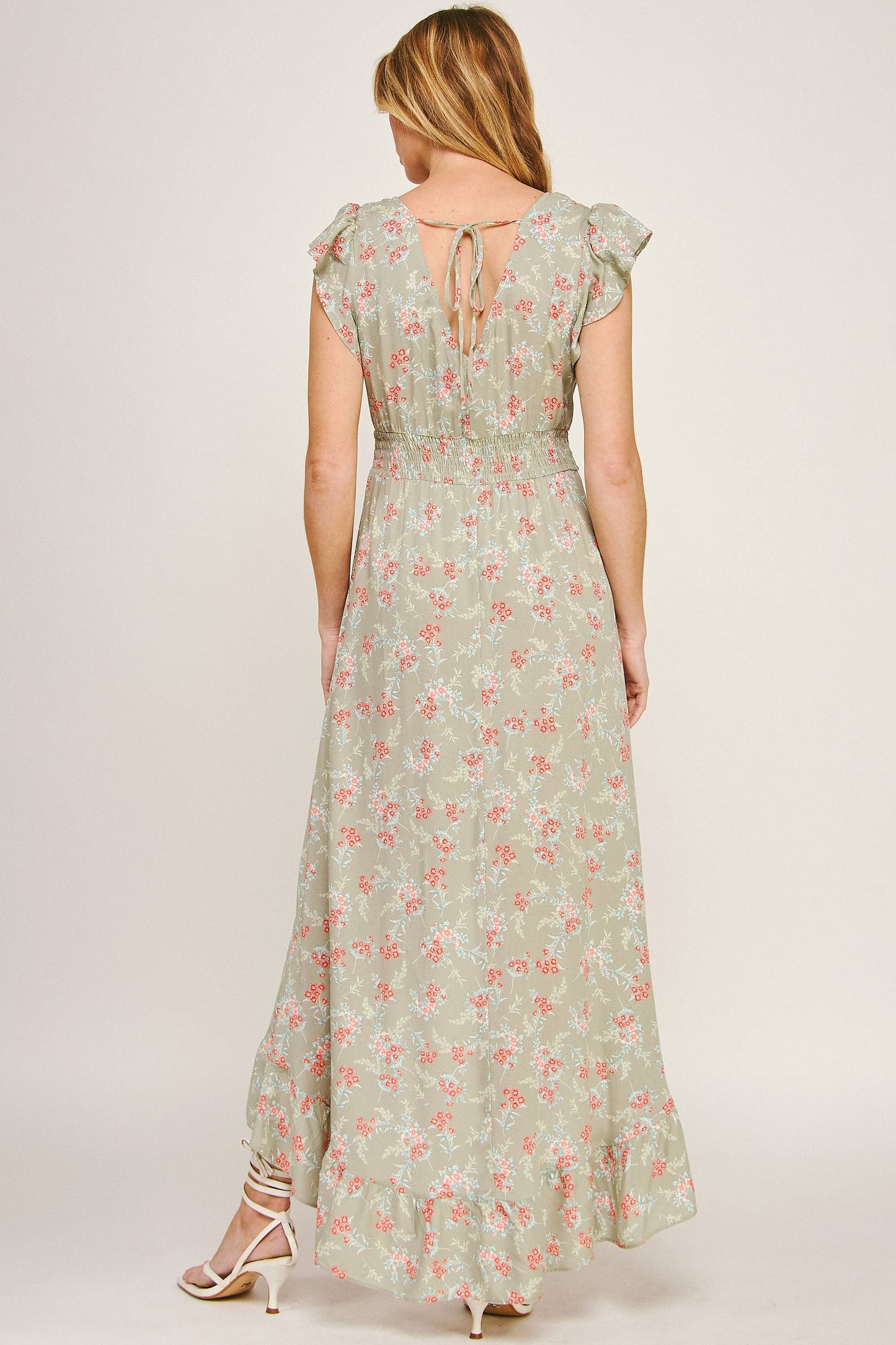 ETHEREAL FLOW MAXI DRESS W/ RUFFLE DETAIL: SACOI / S