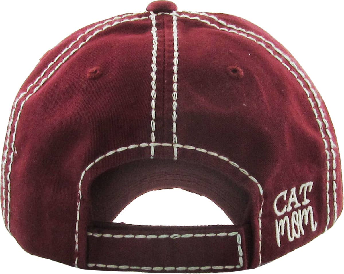 CAT MOM Washed Vintage Ball Cap: TUQ
