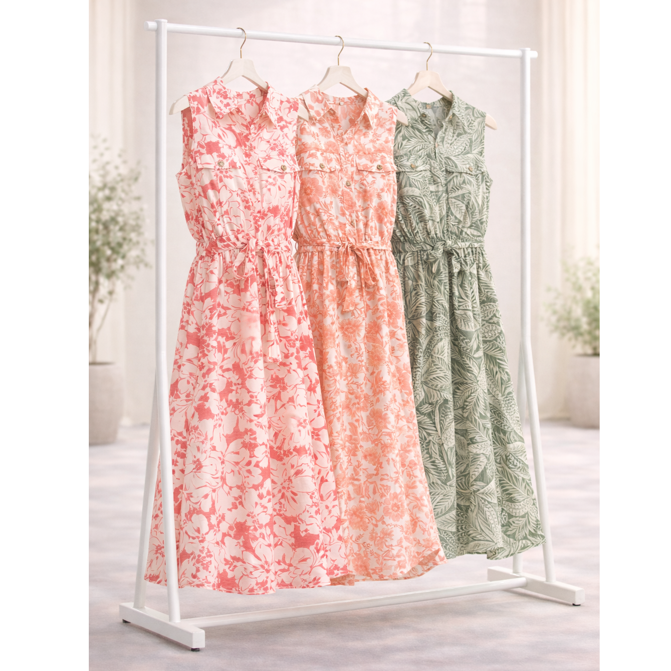 SOFT PAPAYA FLORAL GAUZE DRESS: IV/TOM / XL