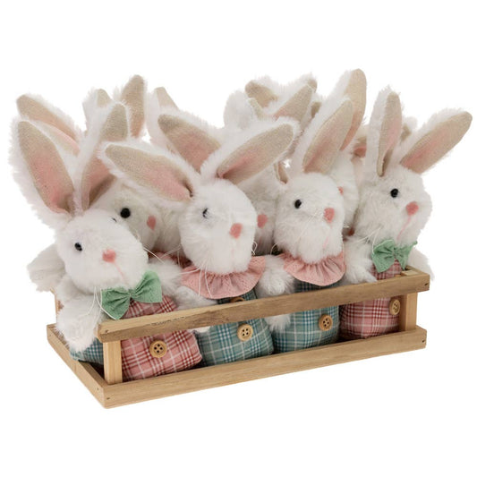Crate Of Plaid Bunny Ornaments set of 12 Easter