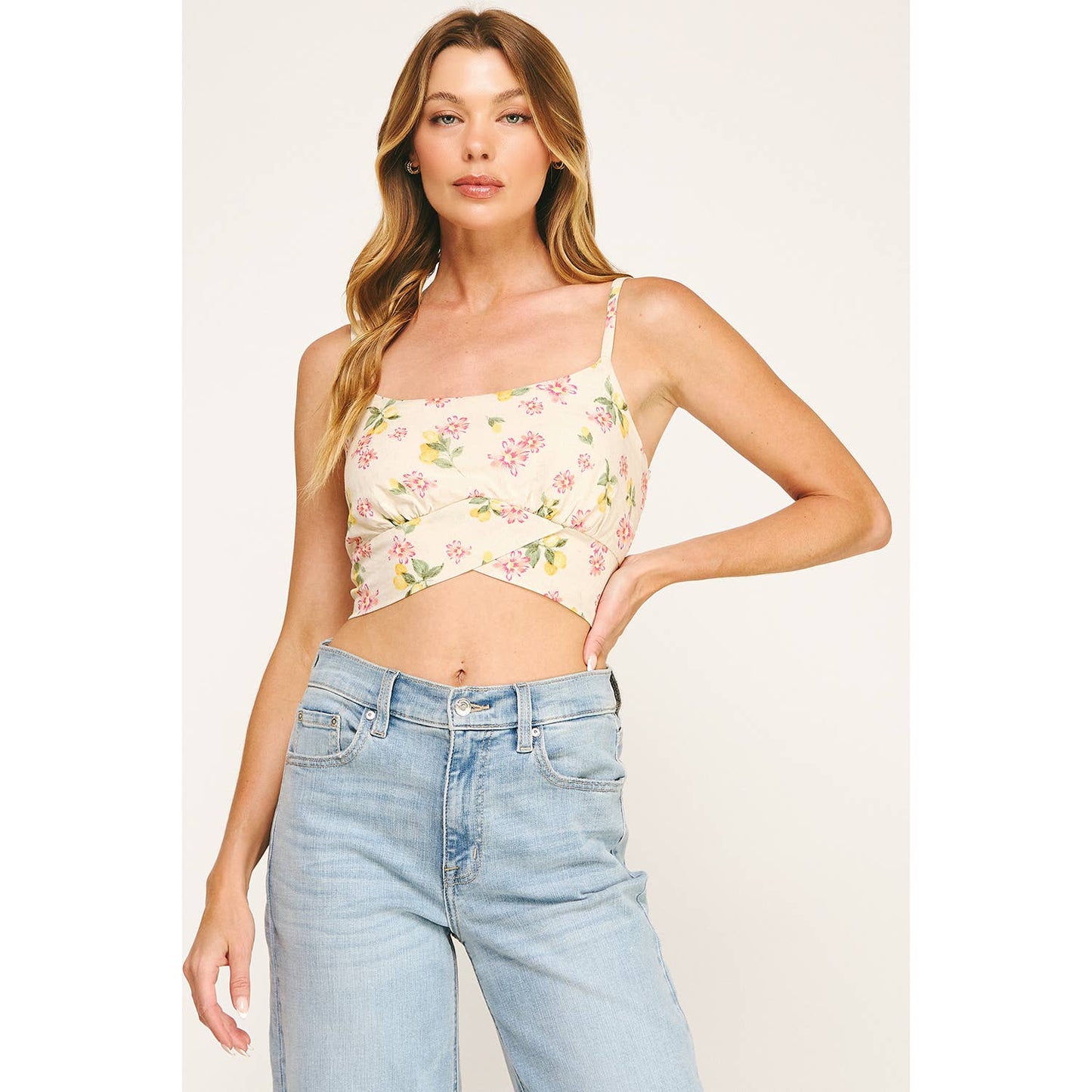 BLOOMING PINK TIE BACK CROPPED TOP: CRPKY / L