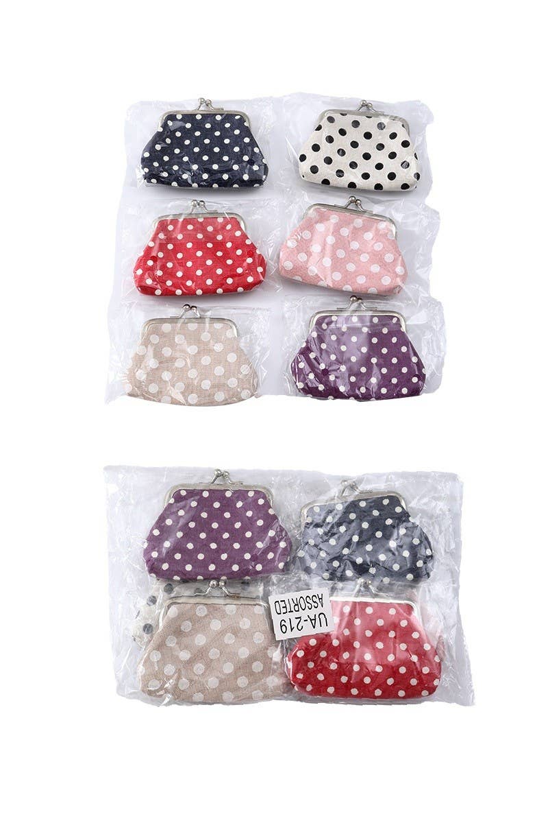 Polka Dot Kiss Lock Coin Purse Pack Of 6: ASSORTED / 6(ONE SIZE)