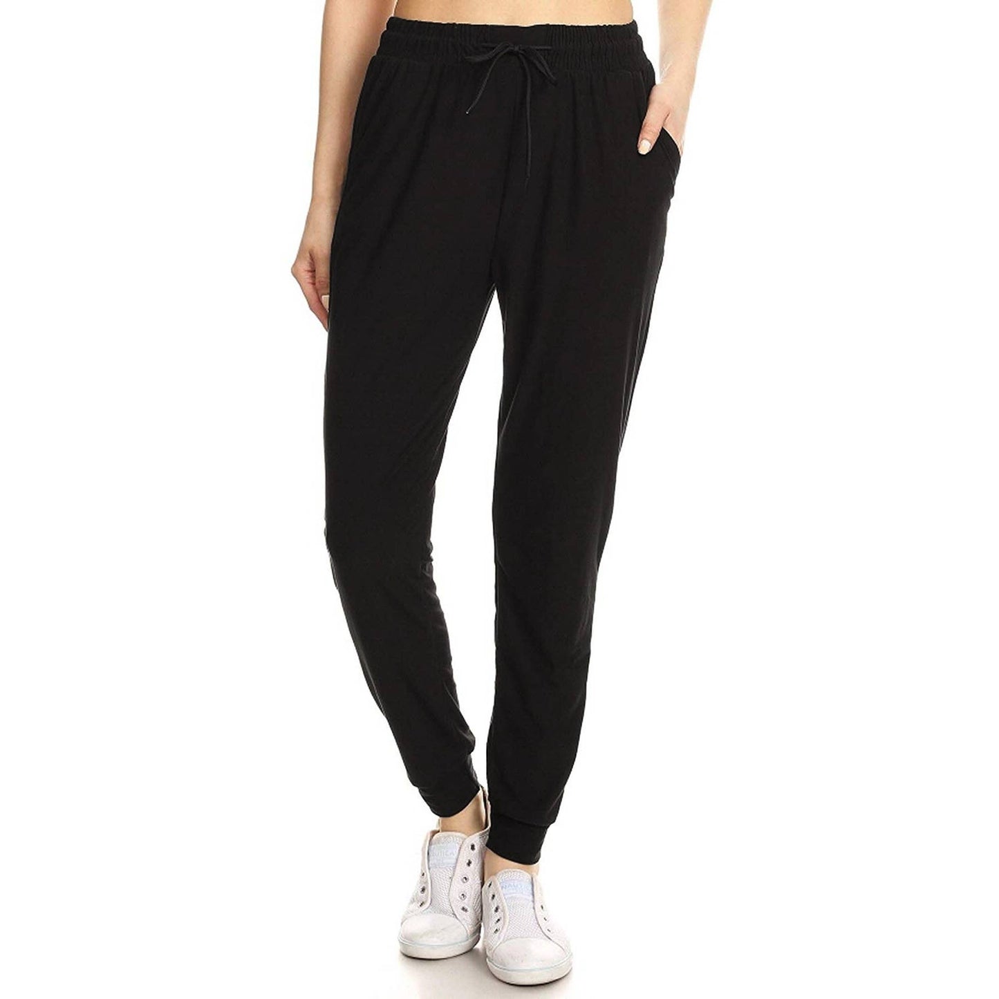 Buttery Soft Solid Joggers with Drawstring: Purple / M