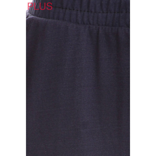 Plus Size Buttery Soft Solid Joggers with Drawstring: Navy / 3XL