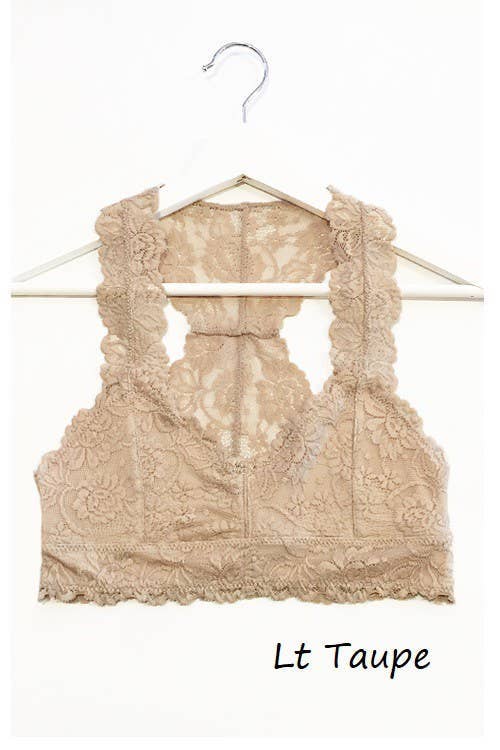 Lace Racerback Bralette: OFF WHITE
