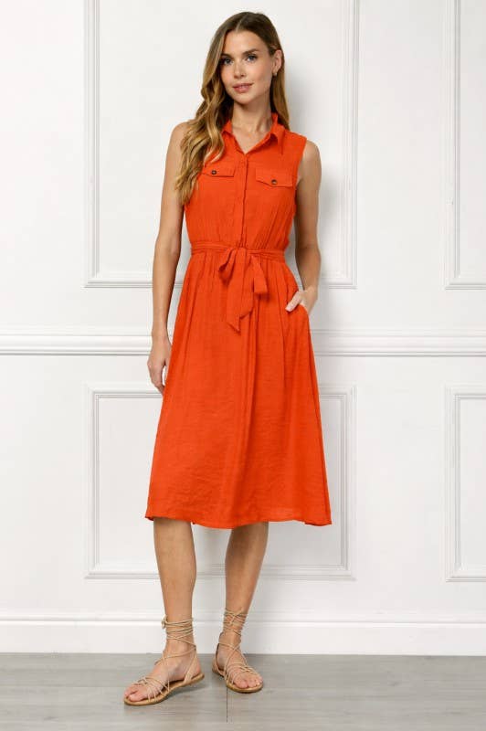 TAILORED GAUZE SHIRT DRESS  : DKBLU / L