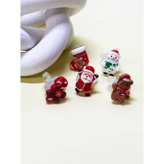 Cute Christmas Light Up Rings: Assorted Color / ONE SIZE(12)