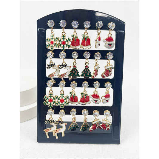 Christmas Drop Earrings with Decoration Stand: MIX COLOR / ONE(12)