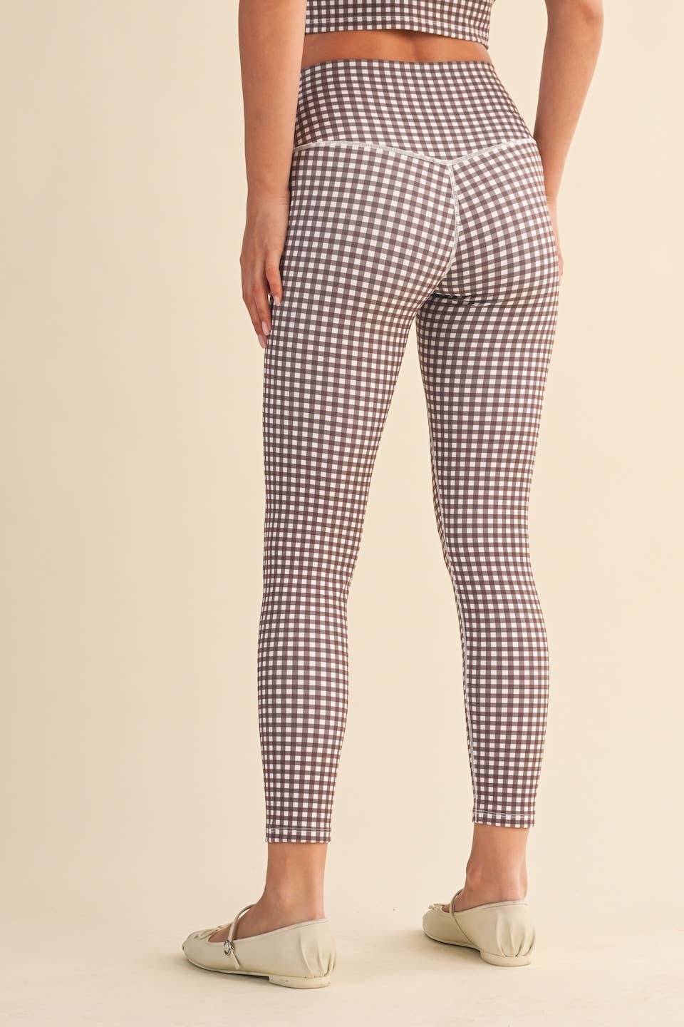 Gingham Print Aligned Performance High-Rise Leggings: Pink Gingham / S