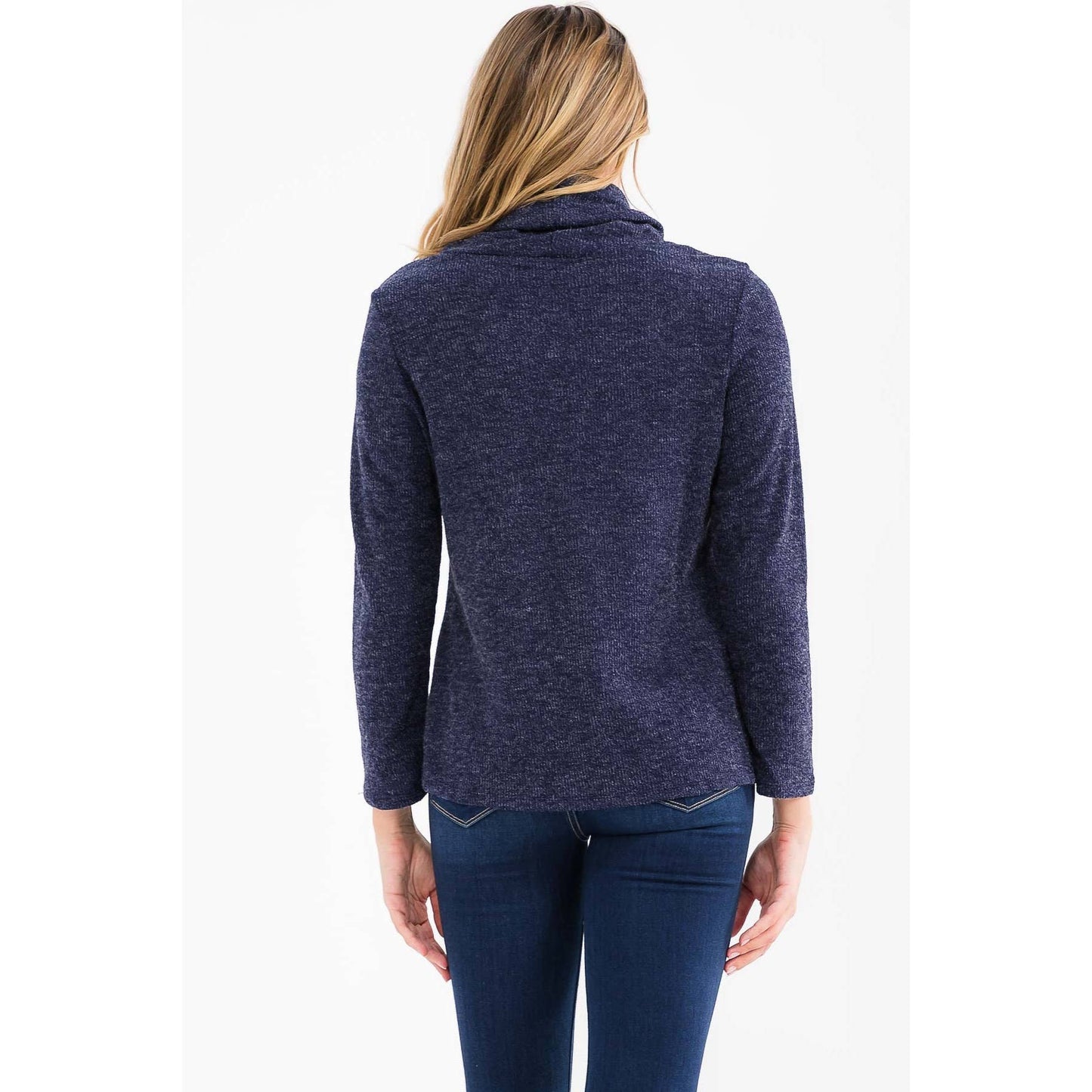 COWL COLLAR DRAWCORD HOODIE: NAVY / S-M-L-XL(1-1-2-2)