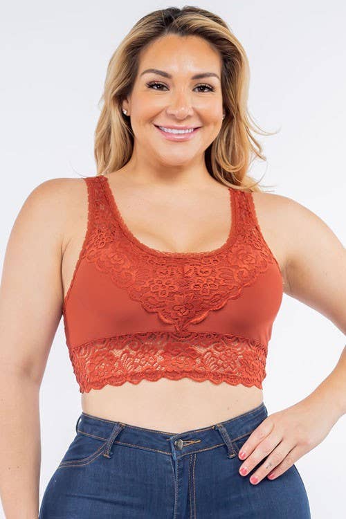 Plus Padded Lace Bralette: FIRST BLUSH / 3-3 (1XL-2XL)