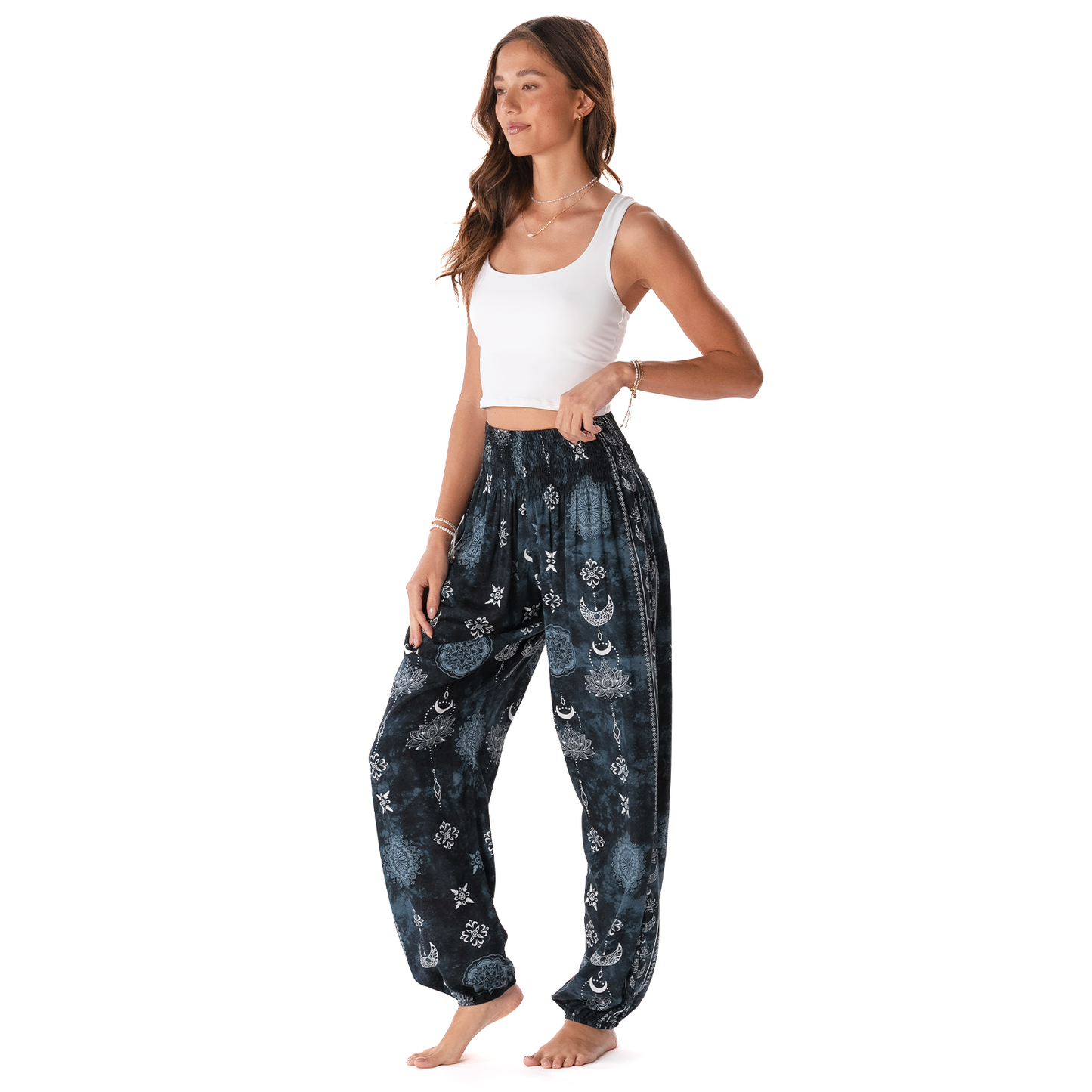 Twilight Lotus Harem Pants with Pockets: L