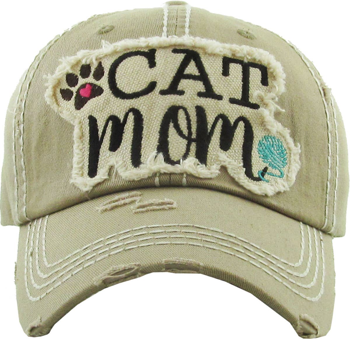 CAT MOM Washed Vintage Ball Cap: TUQ