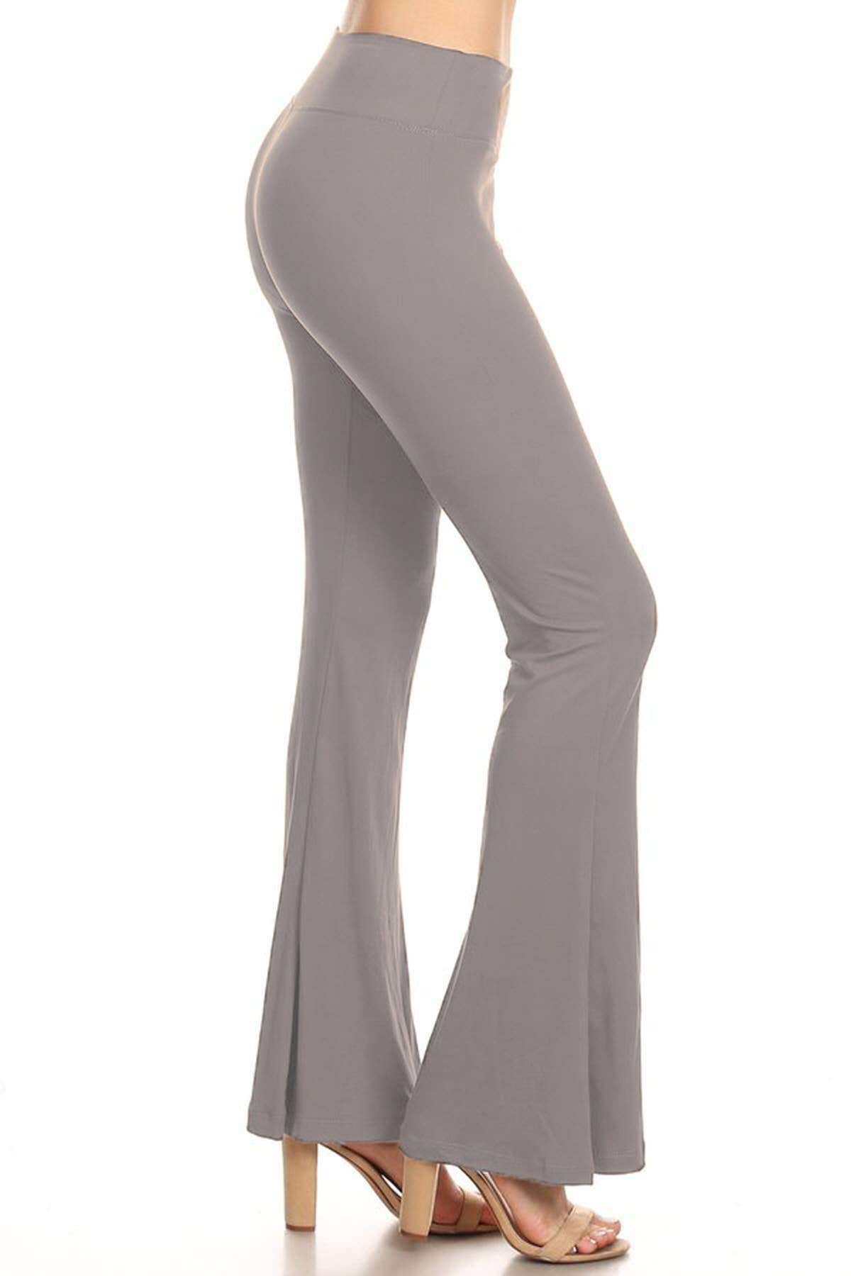 Buttery Soft High Waist Solid Palazzo Pants: Heather Charcoal / S