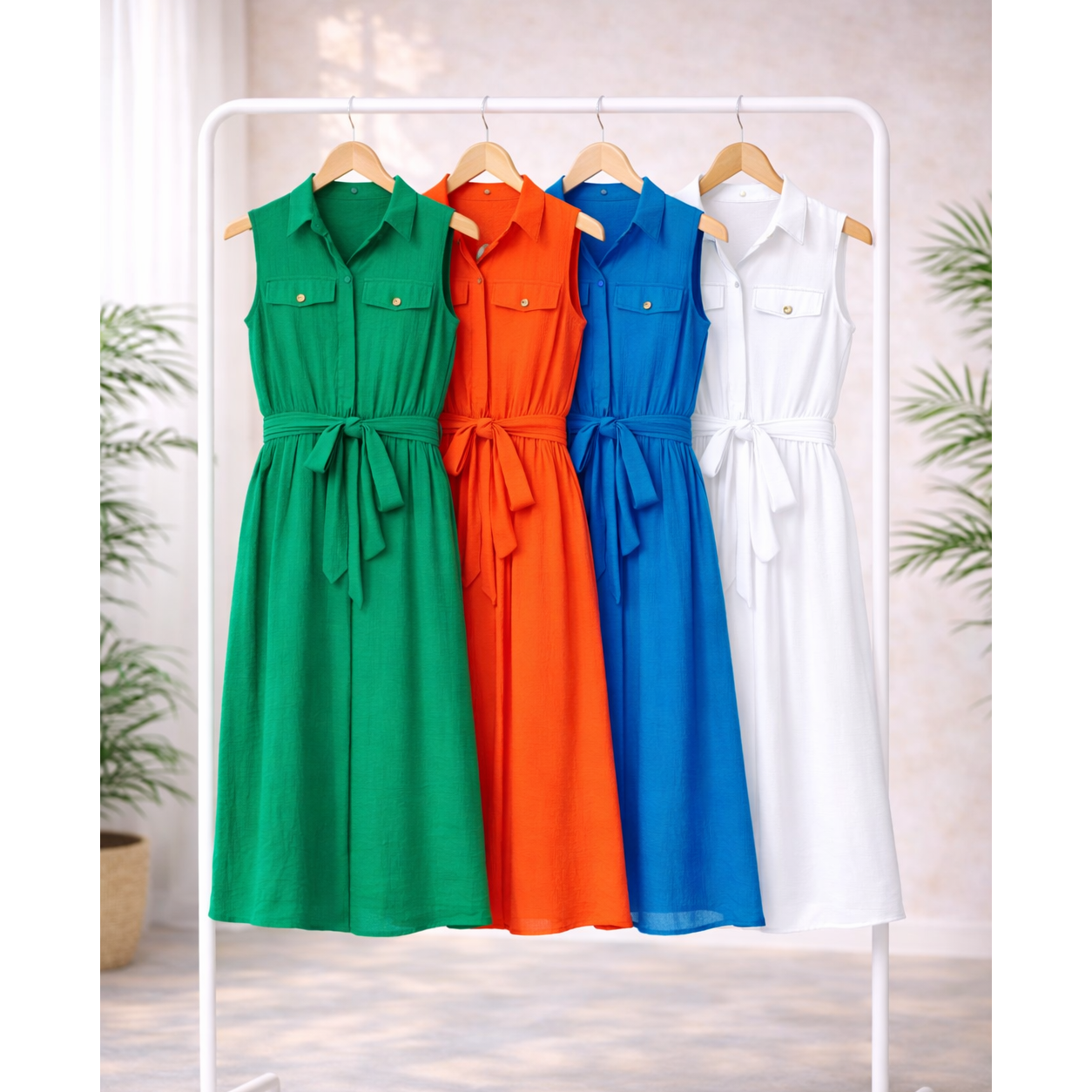 TAILORED GAUZE SHIRT DRESS  : DKBLU / M