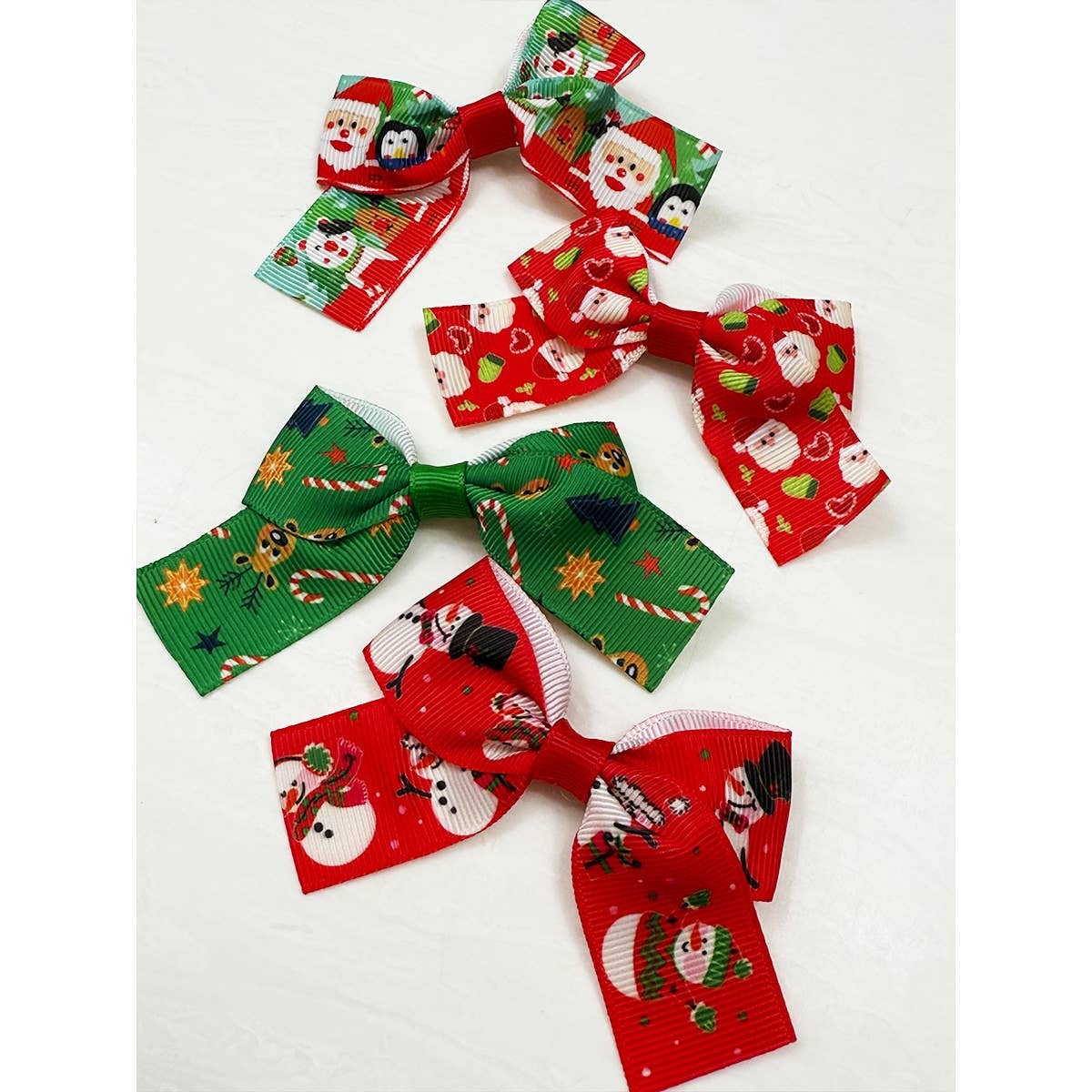 Christmas Theme Hair Bow Clip Set on a card: MIX COLOR / ONE(12)