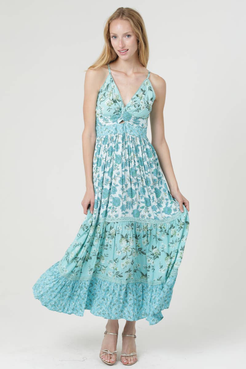 F4F48-WA78-WA79-WA80 MIXED PRINT V NECK TWIST FRONT CUT OUT : L
