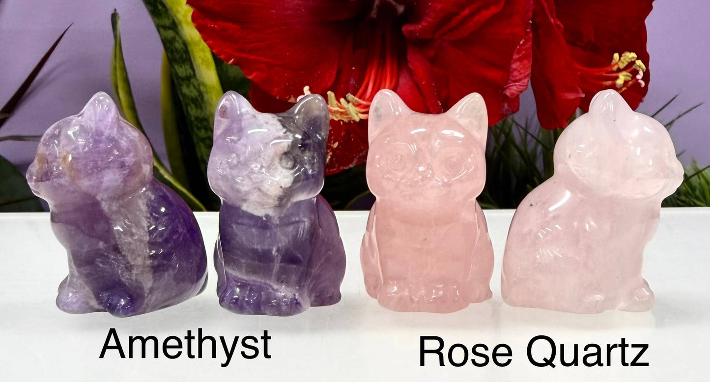 1.5” Natural Crystal Cat Healing Energy