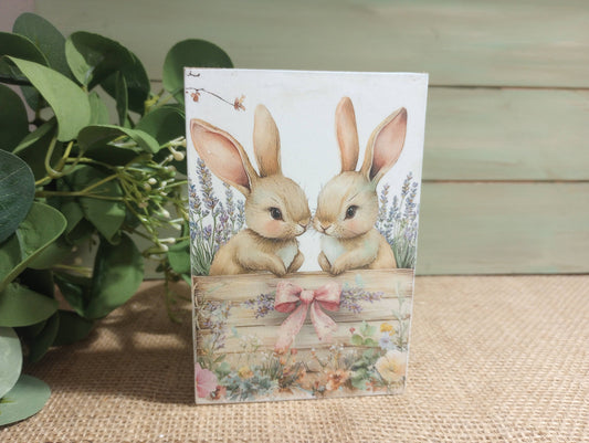 Easter Wood Block Sign - Small - Pink Bow Crate
