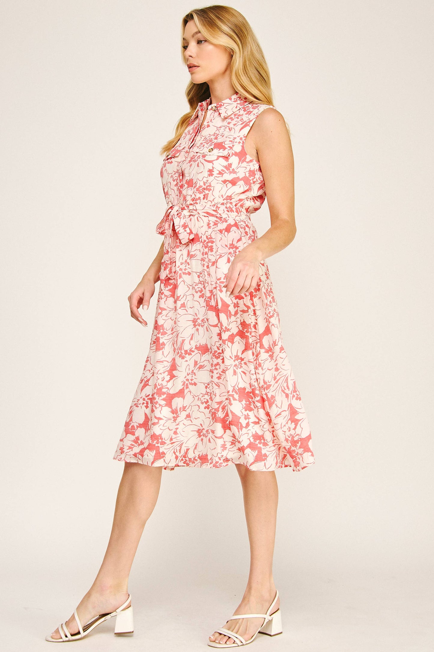SOFT PAPAYA FLORAL GAUZE DRESS: IV/TOM / M