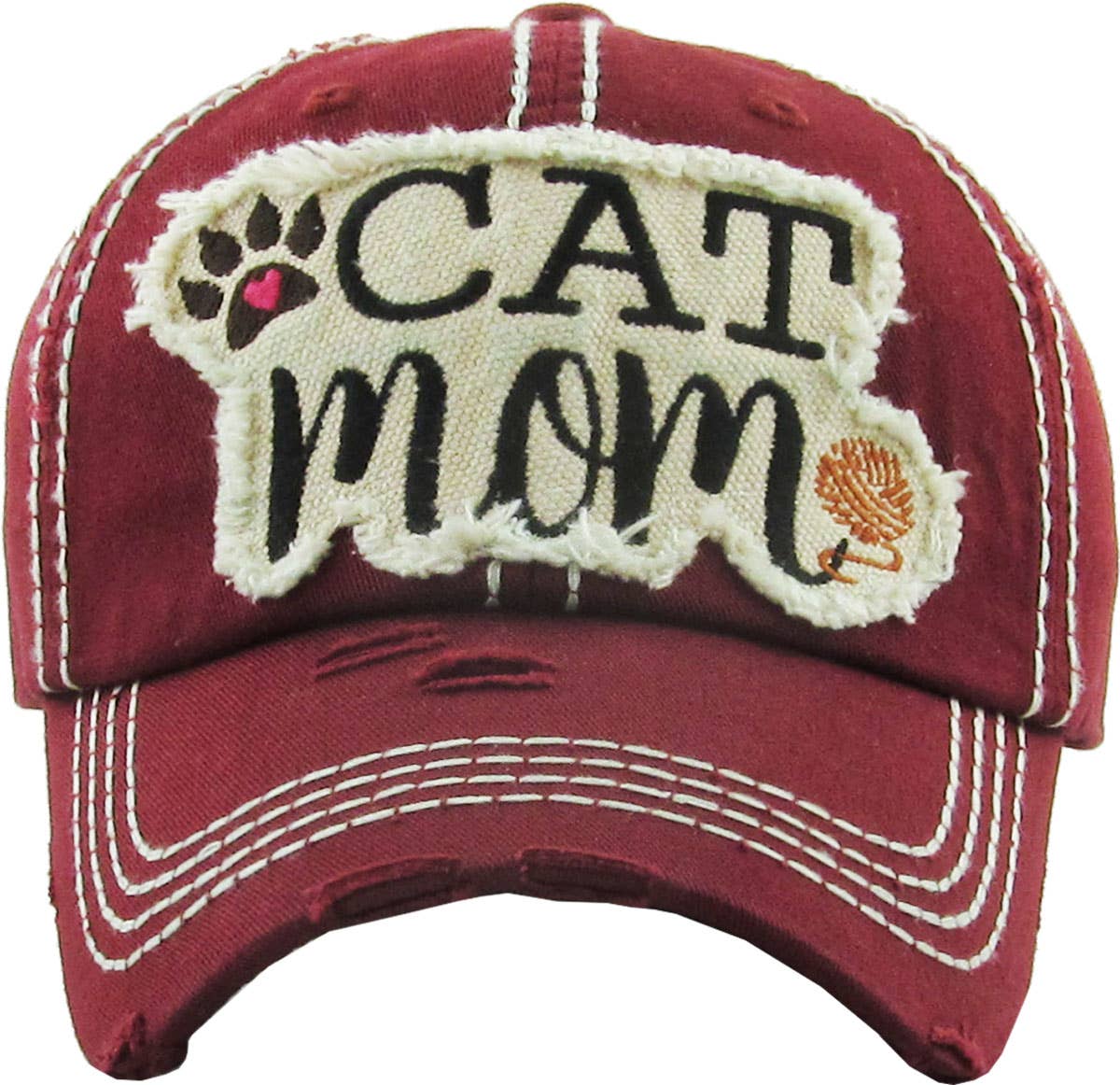 CAT MOM Washed Vintage Ball Cap: HPK
