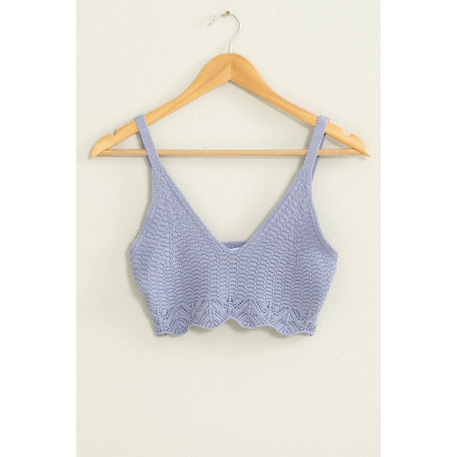 Crochet Knit Bralette: PASTEL PINK\
