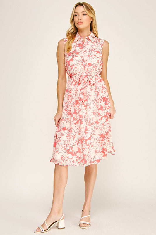 SOFT PAPAYA FLORAL GAUZE DRESS: IV/TOM / S