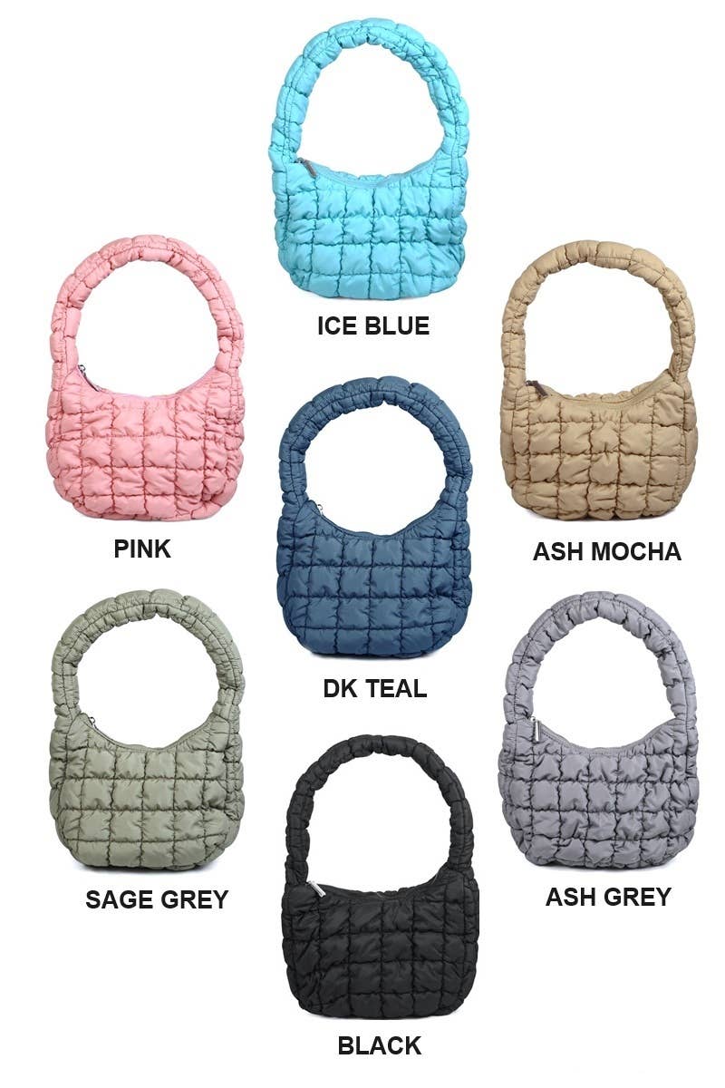 Puffer Quilted Mini Bag: PINK / 1 (ONE SIZE)
